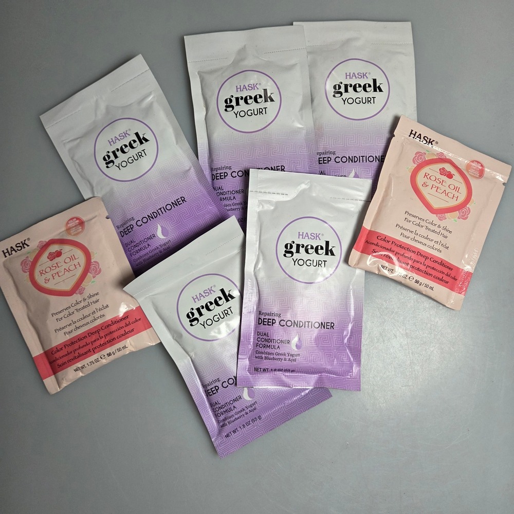 Hask Hair Mask Lot 7pk Greek Yogurt Repairing Rose Oil Peach Deep Conditioner